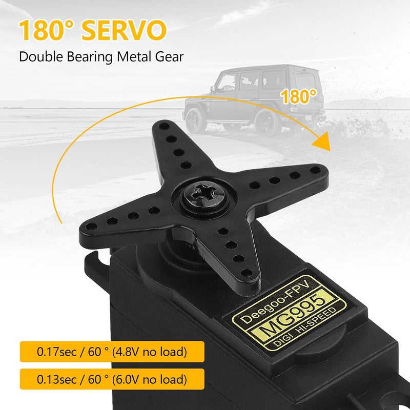 Beffkkip 4Pcs MG995 55G Micro Servo Motor Metal Geared Motor Kit for RC Car Robot Helicopter, Mini Servos for Arduino Project - Image 4